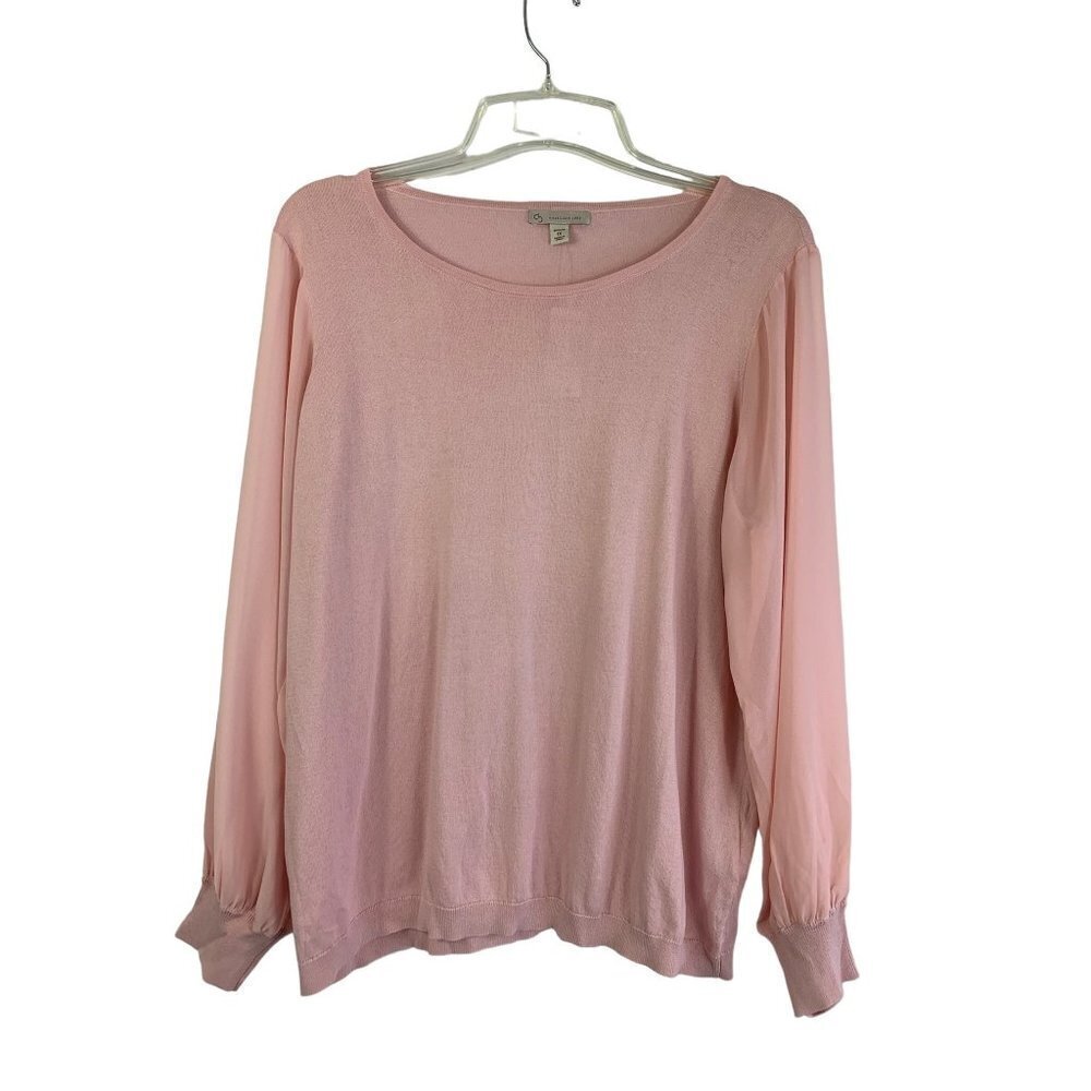 Dressbarn Women's Light Pink Long Sleeve Top